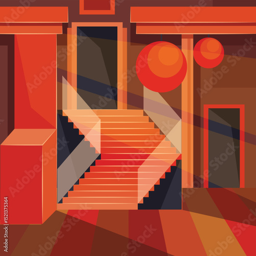 Architecture interior stairs red space lobby