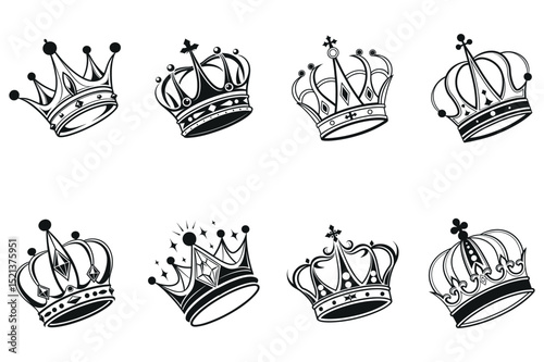Regal Crown Clipart Pack Hand-Drawn Vintage Crowns