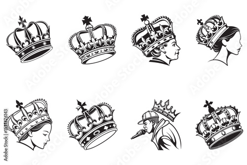 Regal Crown Clipart Pack Hand-Drawn Vintage Crowns