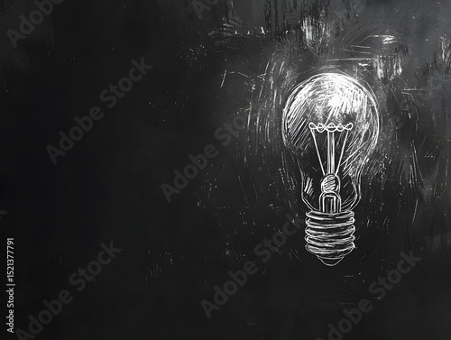 Hand Drawn Light Bulb Sketch on Dark Textured Background