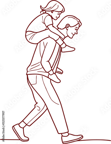 Minimalist Line Art of Parent and Child - Elegant Bond in Simple Sketch