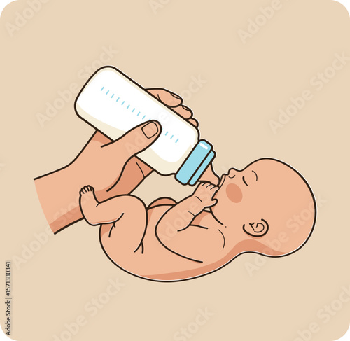 Baby being fed with bottle by caregiver in cozy environment  