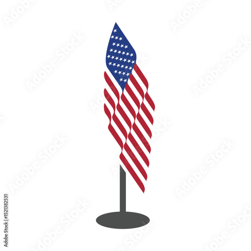 vector design of united states flag on flagpole	