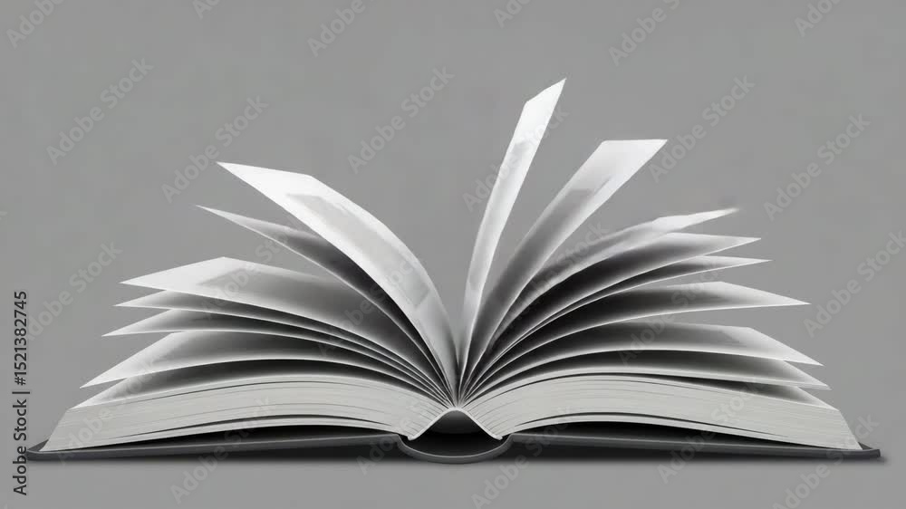 Book Pages Turning Slowly with Cartoony Artifacts and Gentle Motion