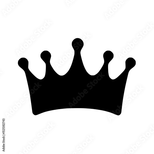 Minimal black crown silhouette icon with five rounded points