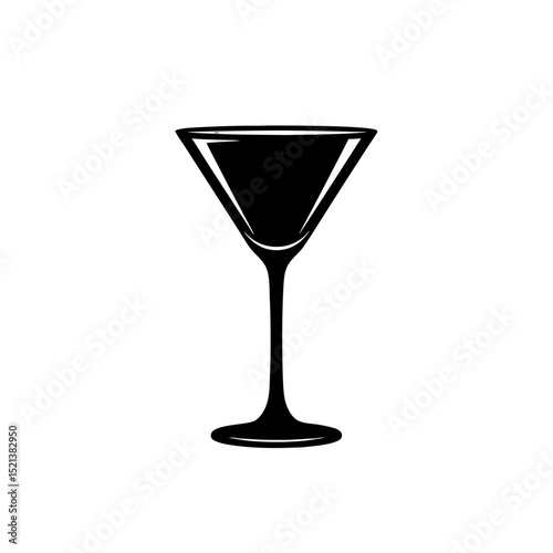 Silhouette of a martini glass on transparent background, beverage concept
