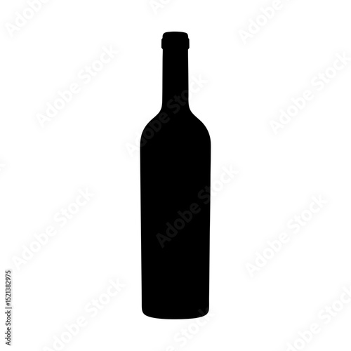 Silhouette of a wine bottle on transparent background, beverage concept