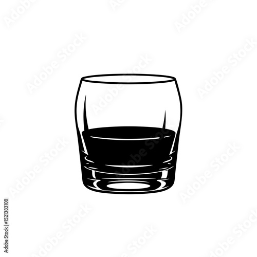 Silhouette of a whiskey glass on transparent background, beverage concept