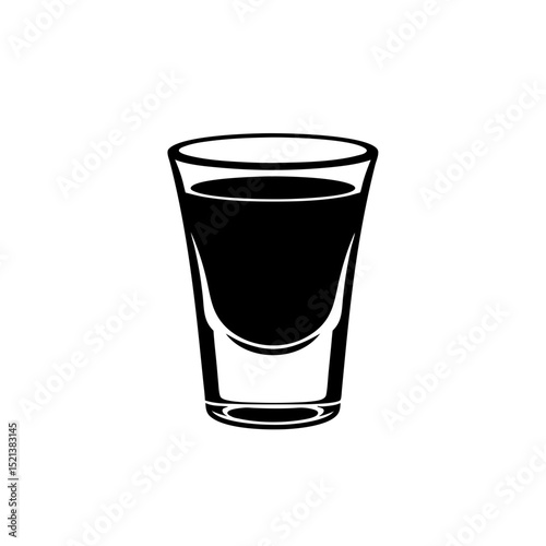Silhouette of a shot glass on transparent background, beverage concept
