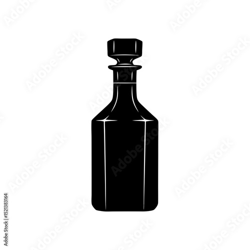 Silhouette of a liquor bottle on transparent background, beverage concept
