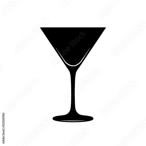 Silhouette of a martini glass on transparent background, beverage concept
