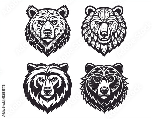Bear Head Logo Design Set