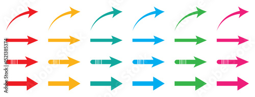 Arrow And Cursor Icons colorful. Arrow. Cursor. Arrow vector icon. Modern simple arrows. Collection different Arrows on flat style for web design or interface.