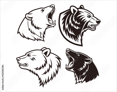 Bear Head Vector Clipart Pack
