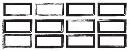 Set of grunge square template backgrounds. Dirty grunge design frames. Grunge squares. vector set of black square frame - grunge brush stroke style. Vector design illustration.