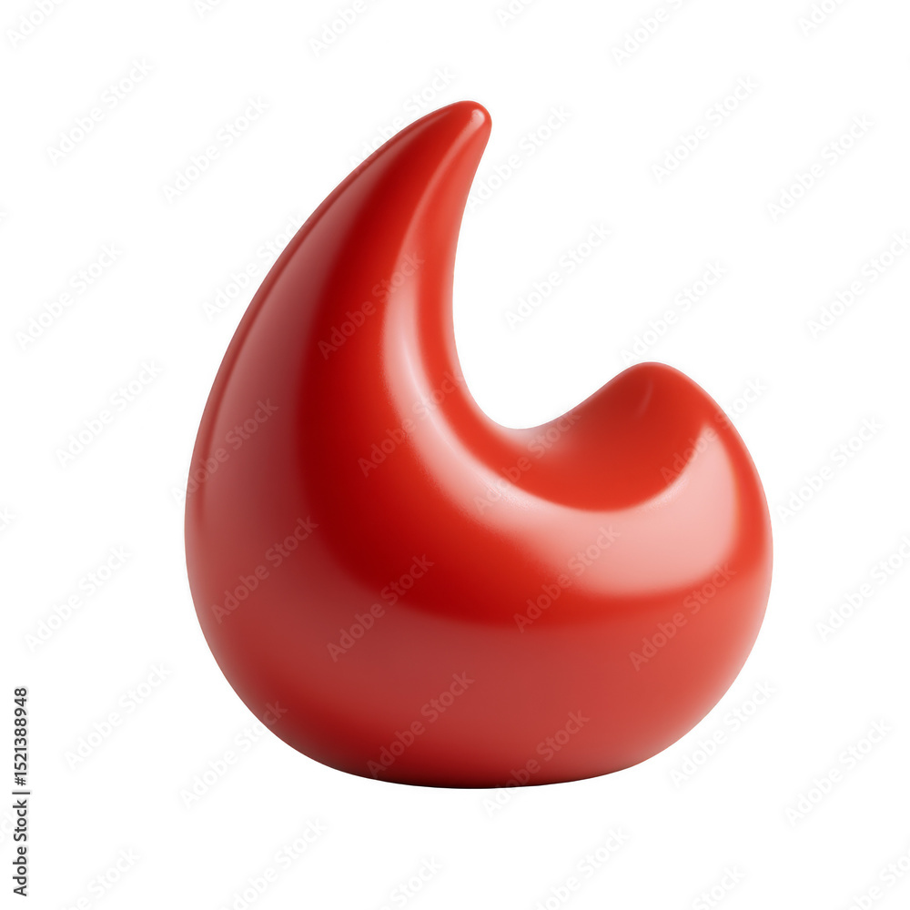 Obraz premium A glossy, abstract red sculpture with a smooth, curved design. Png, Transparent background.
