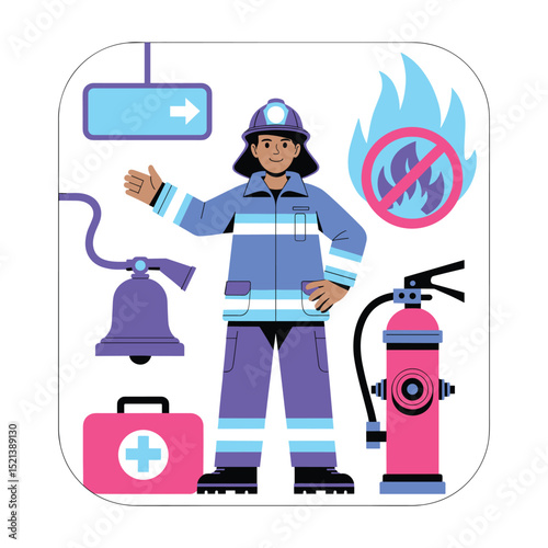 Confident Firefighter Vector Illustration