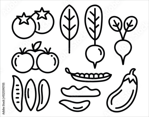 Minimal Black Outline Icons – Vegan Food