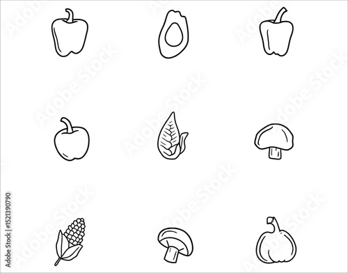 Natural Food Line Art – Editable Vector Set