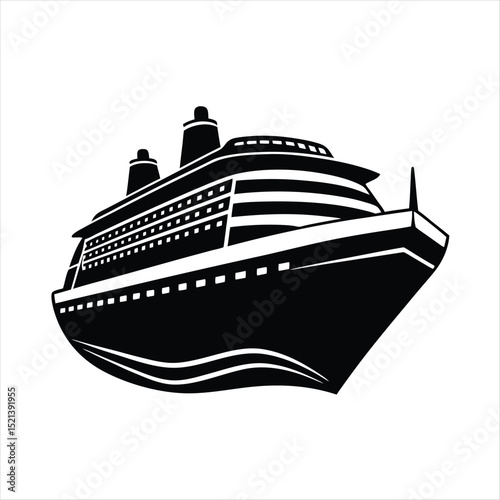 Silhouette of a large cruise ship sailing on the ocean ,ai generator