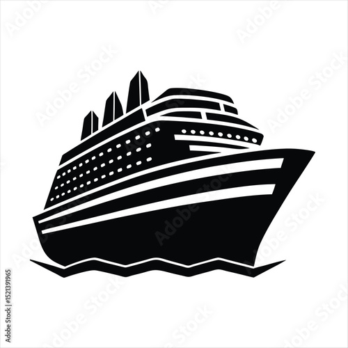 Silhouette of a large cruise ship sailing on the ocean ,ai generator