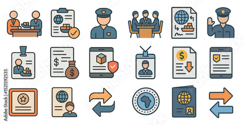 Business and security icons for office and document management design