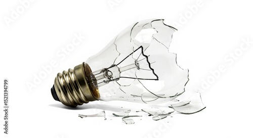 Shattered Glass Lightbulb with Filament Visible