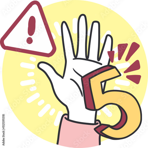 Number 5 Attention Alert Vector Illustration. Ideal for content related to important steps, countdowns, reminders, educational materials, or safety messages. 