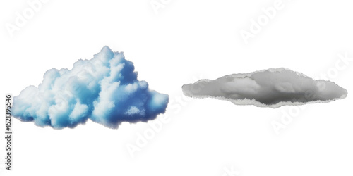PNG Two distinct clouds are presented in a collage format.