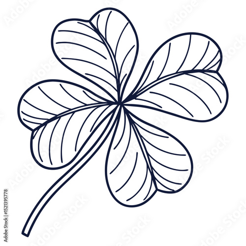 Elegant four leaf clover illustration against white background for lucky concepts and design
