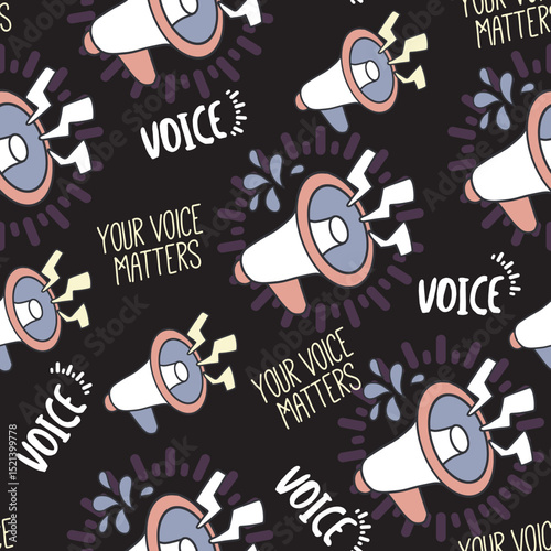Voice Matters Loud and Clear Megaphone Pattern can be use for background and apparel design