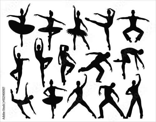 Dance Design Silhouettes – Flat Artistic Poses