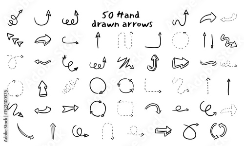 Fifty Hand Drawn Arrows Collection Perfect for Design Projects Web Design Graphic Design Illustration 