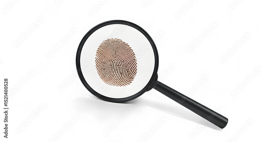 Detailed Fingerprint Magnified Under Magnifying Glass Detailed Fingerprint Magnified Under Magnifying Glass