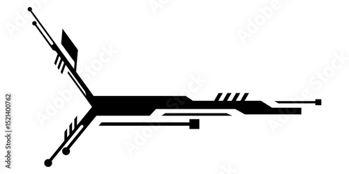 Abstract Black Circuit Board Design Technology, Futuristic, Graphic, Vector, Lines, Shapes, Modern, Cyberpunk Tech Circuitry Element for Futuristic Design