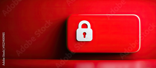 Clean red alert popup with white padlock icon symbolizing security and protection on vibrant red background
