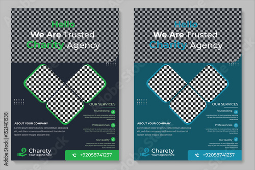 Charity flyer template with kids' book donation brochure cover ad design