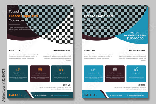 Charity flyer template with kids' book donation brochure cover ad design