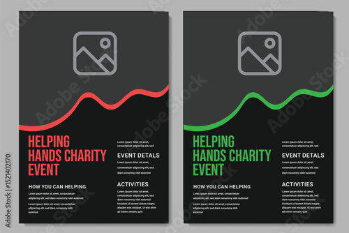 Charity flyer template with kids' book donation brochure cover ad design