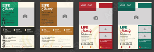 Charity flyer template with kids' book donation brochure cover ad design