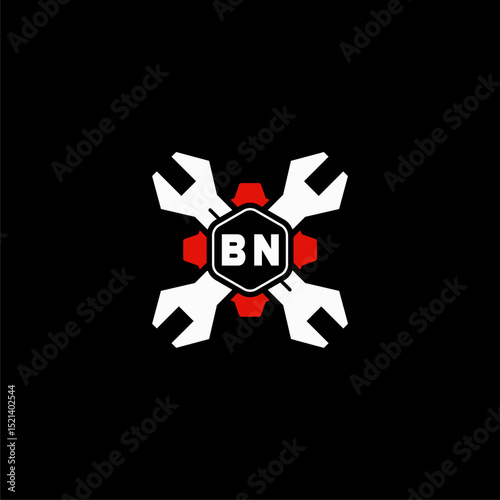BN Initials Vektor Stok Otomotif Logo Design