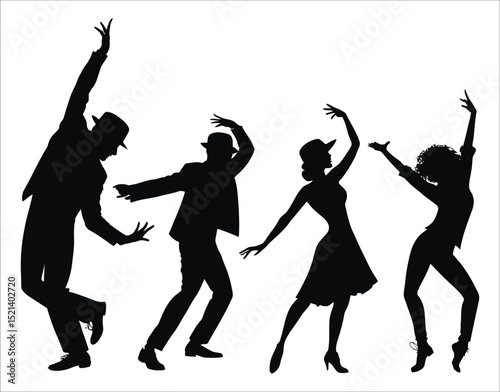 Rhythmic Dance Poses Silhouette Collection
