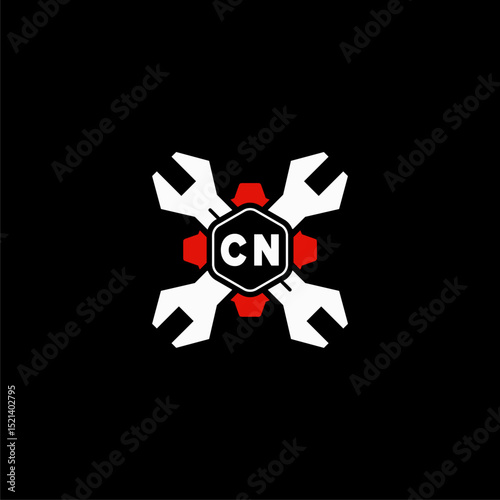 CN Initials Vektor Stok Otomotif Logo Design