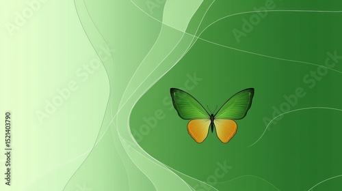 Green butterfly on soft backdrop