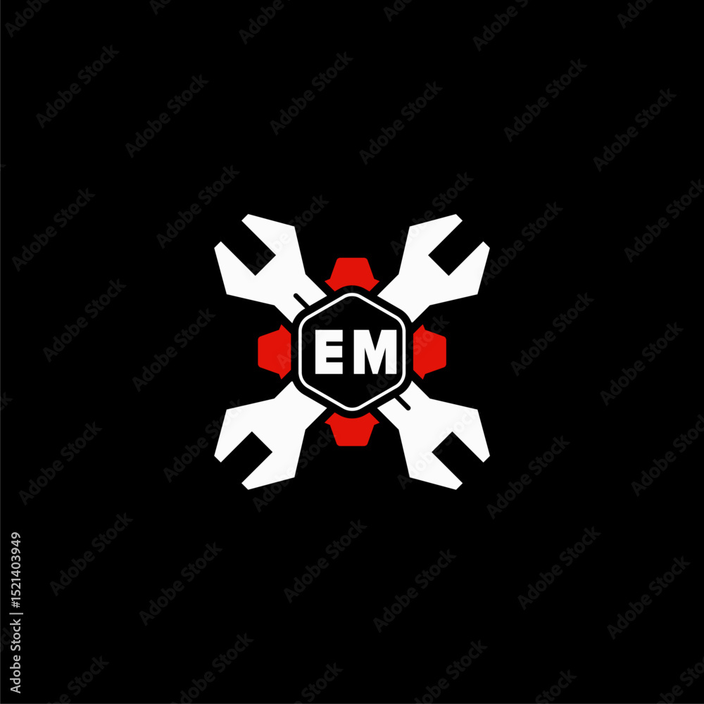 Fototapeta premium EM Initials Vektor Stok Otomotif Logo Design