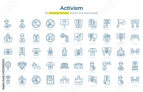 Activism line icon pack. Activism Stroke icon set. Editable Stroke icon