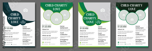 Charity flyer template with kids' book donation brochure cover ad design