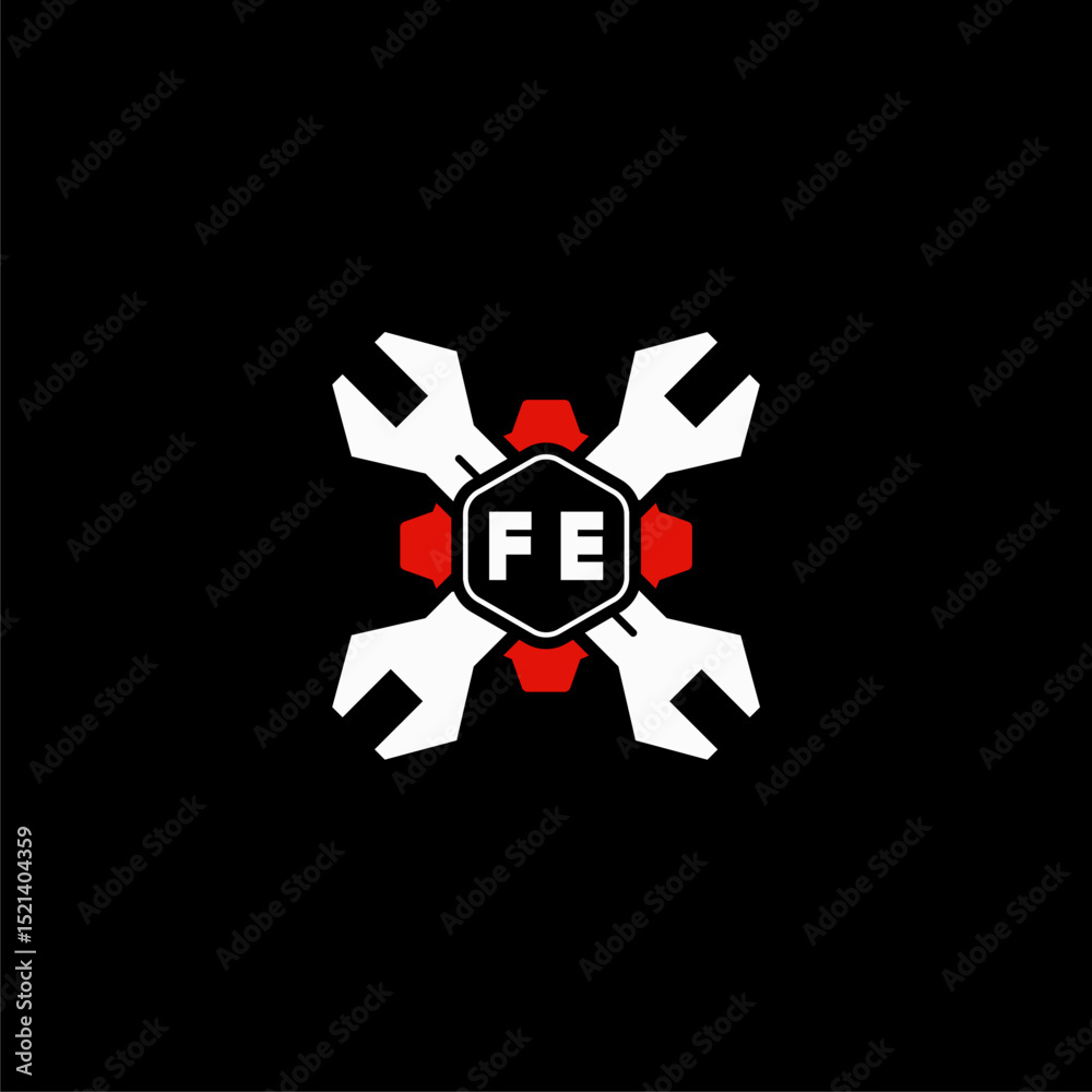 Obraz premium FE Initials Vektor Stok Otomotif Logo Design