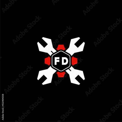 FD Initials Vektor Stok Otomotif Logo Design