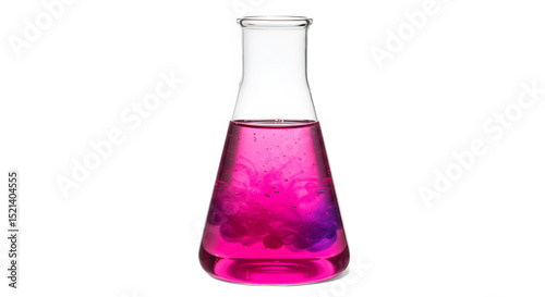 Vibrant Chemical Reaction in Erlenmeyer Flask